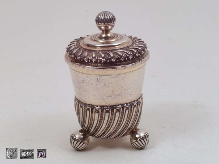 Covered Beaker on three Ball-Feet, Silver Partly-Gilt